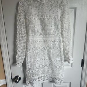 Chic White Lace Long Sleeve Dress